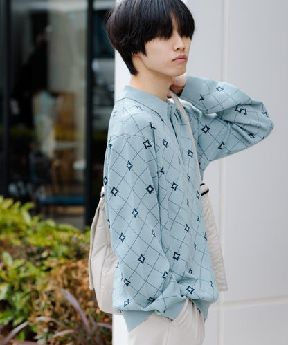 花卉提花針織POLO衫