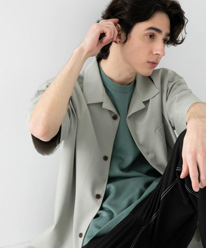 中性款開領寬鬆襯衫（五分袖）