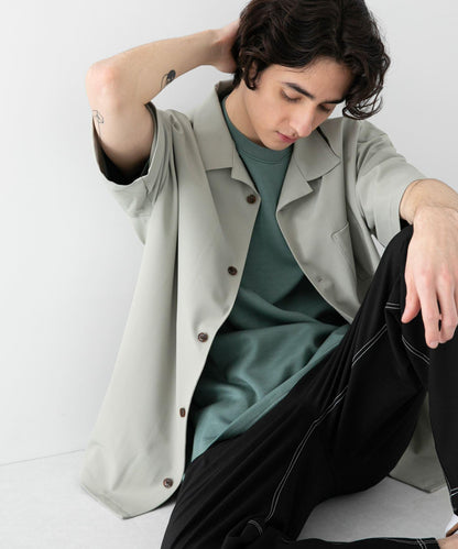 中性款開領寬鬆襯衫（五分袖）