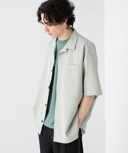 中性款開領寬鬆襯衫（五分袖）