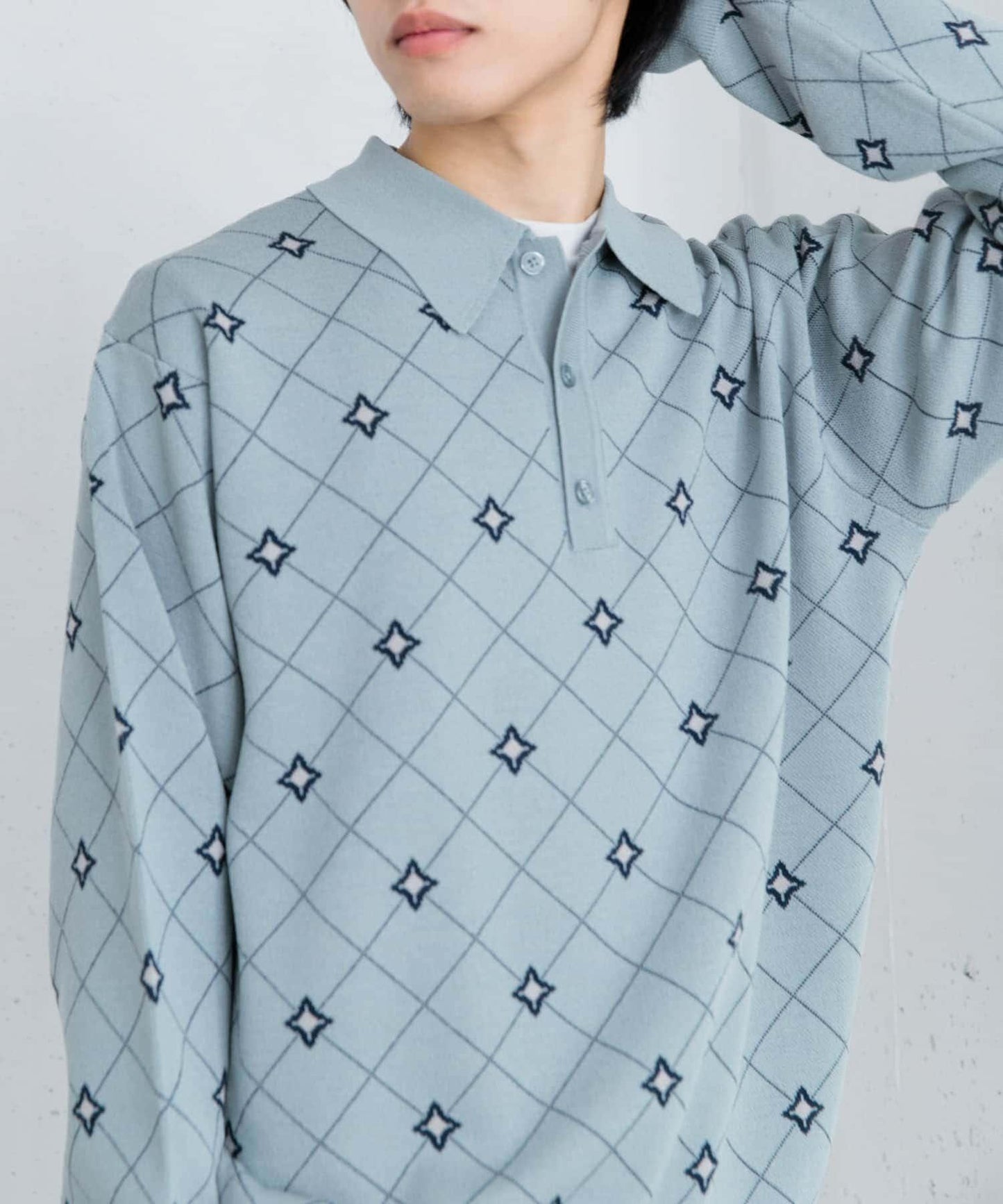 花卉提花針織POLO衫