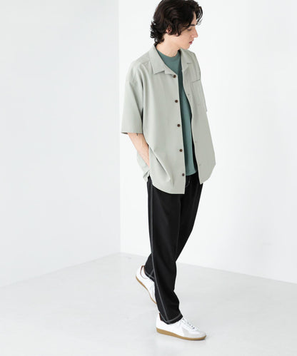 中性款開領寬鬆襯衫（五分袖）