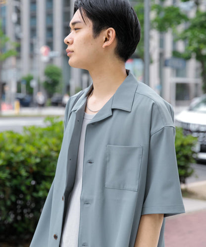 中性款開領寬鬆襯衫（五分袖）