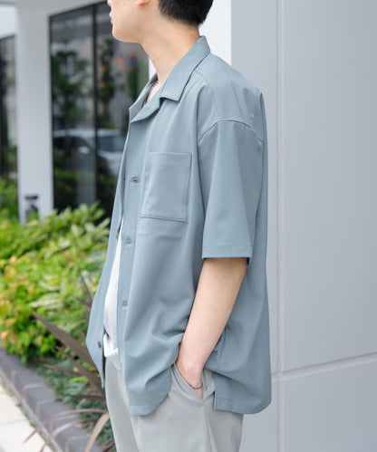 中性款開領寬鬆襯衫（五分袖）
