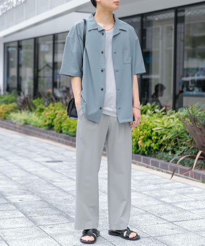 中性款開領寬鬆襯衫（五分袖）