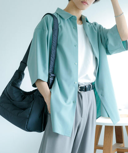 中性款超寬鬆五分袖襯衫