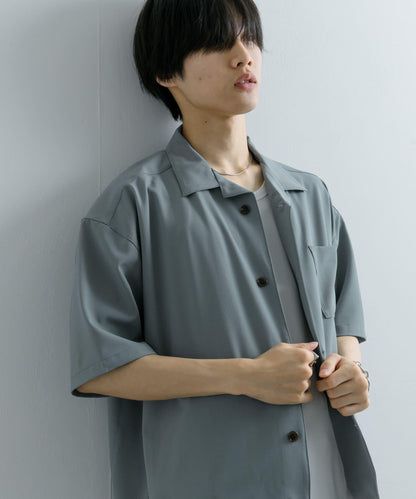 中性款開領寬鬆襯衫（五分袖）
