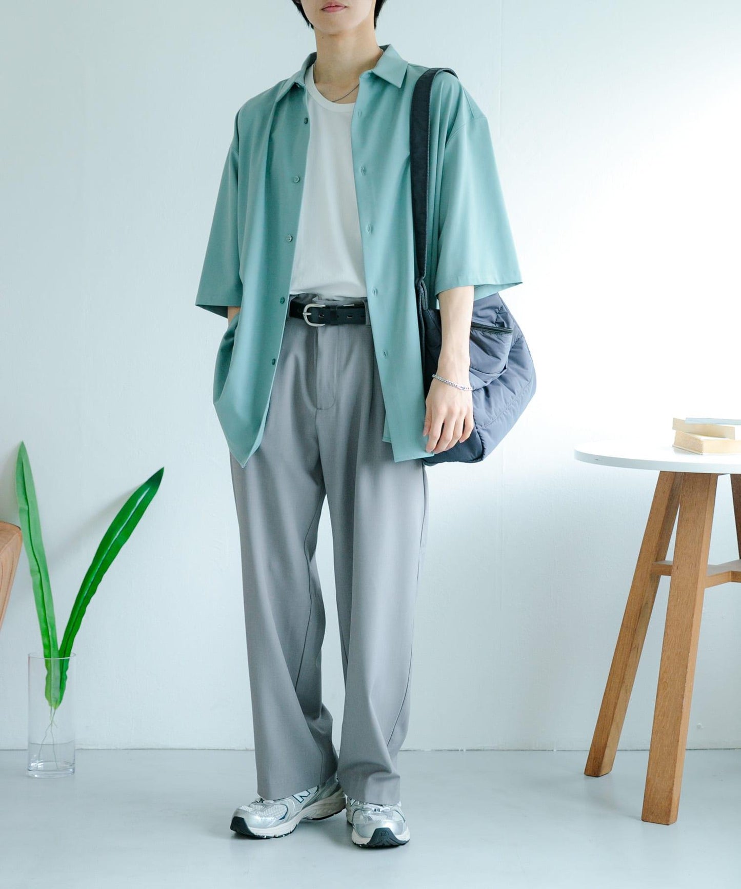 中性款超寬鬆五分袖襯衫