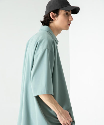 中性款超寬鬆五分袖襯衫