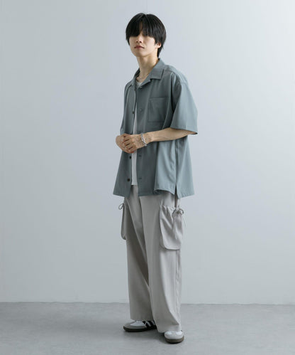 中性款開領寬鬆襯衫（五分袖）