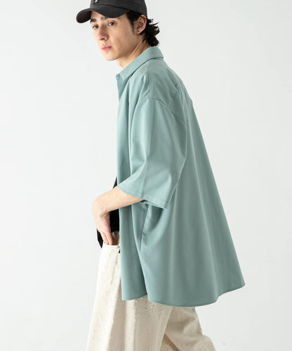 中性款超寬鬆五分袖襯衫
