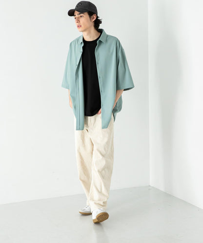 中性款超寬鬆五分袖襯衫