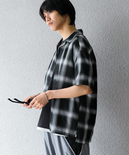 有S碼 男女同款漸變格紋開領襯衫