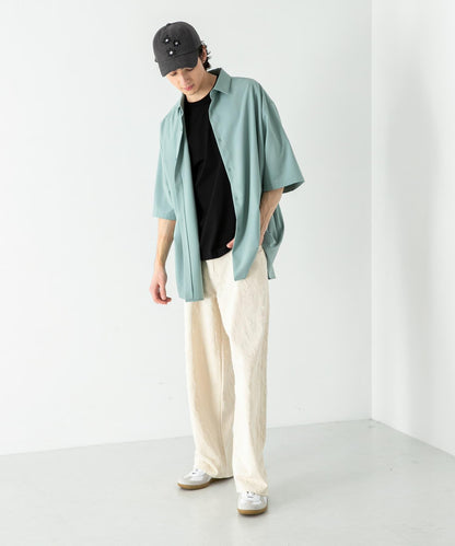 中性款超寬鬆五分袖襯衫