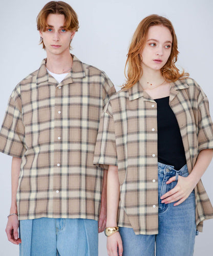 有S碼 男女同款漸變格紋開領襯衫