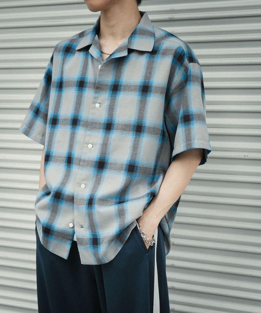 有S碼 男女同款漸變格紋開領襯衫