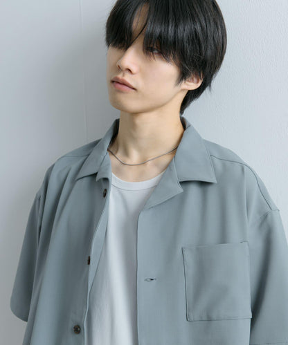 中性款開領寬鬆襯衫（五分袖）