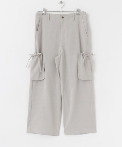 「套裝可搭配」亞麻感側袋寬鬆長褲