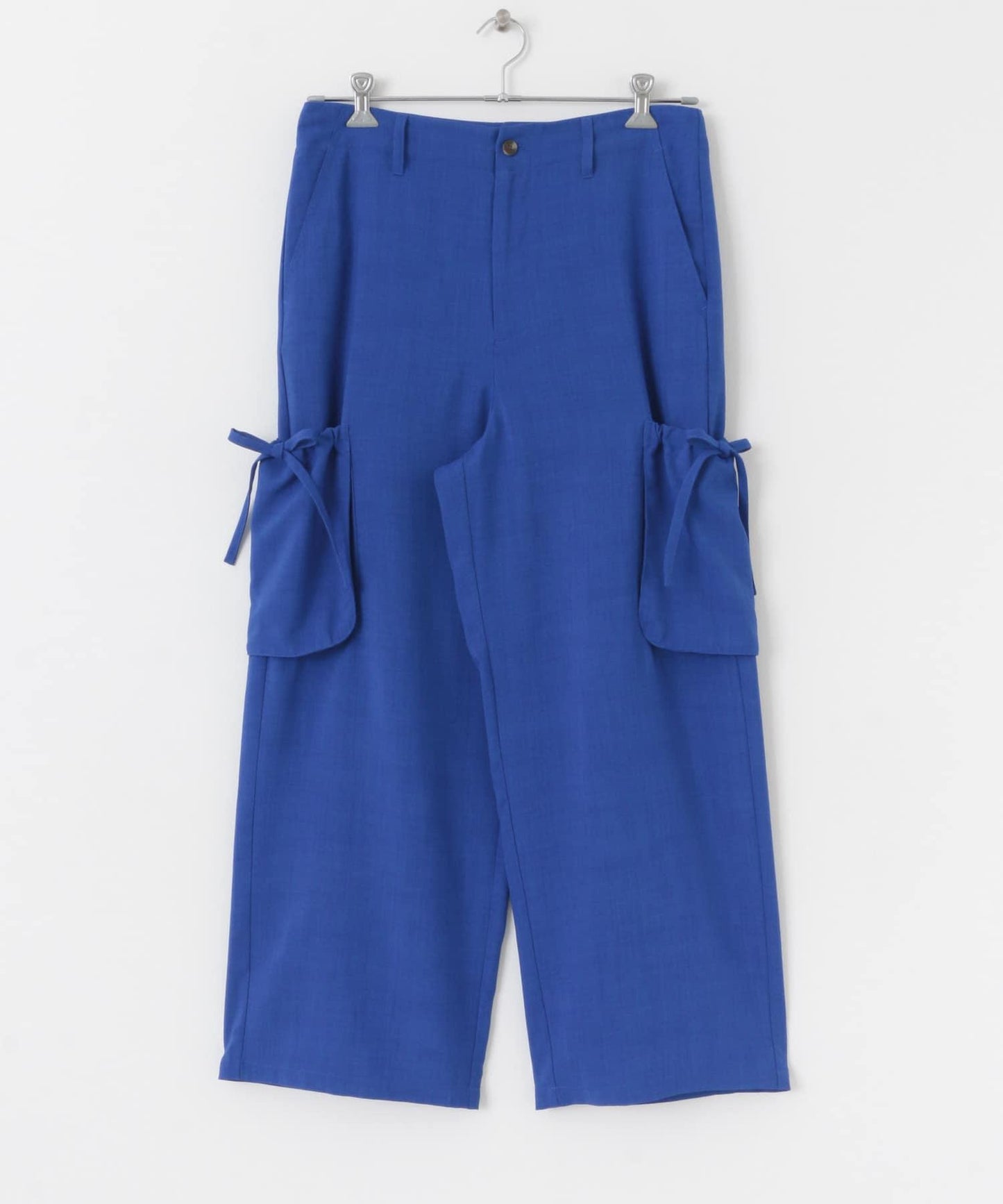 「套裝可搭配」亞麻感側袋寬鬆長褲