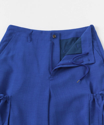 「套裝可搭配」亞麻感側袋寬鬆長褲