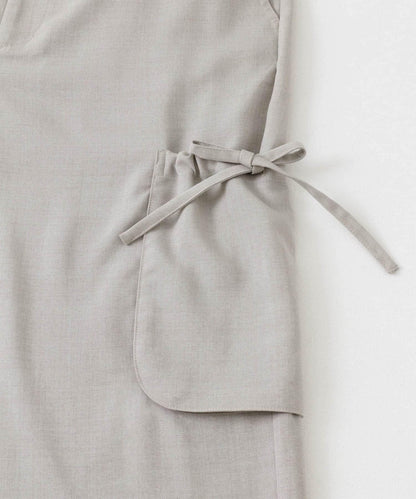 「套裝可搭配」亞麻感側袋寬鬆長褲