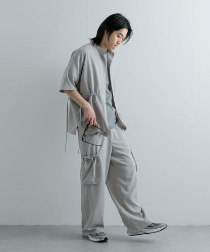 「套裝可搭配」亞麻感側袋寬鬆長褲