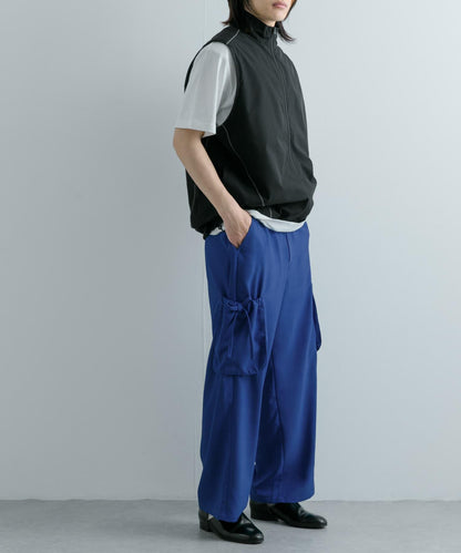 「套裝可搭配」亞麻感側袋寬鬆長褲