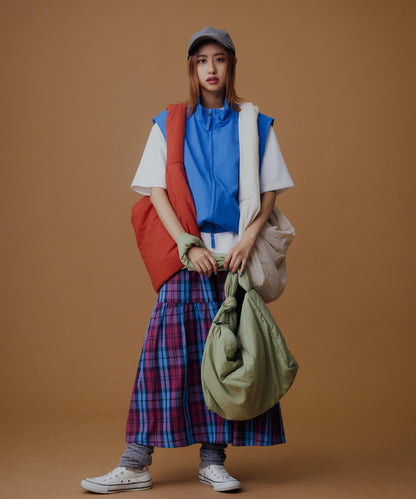 「易護理/套裝搭配」亞麻風立領雙拉鍊馬甲