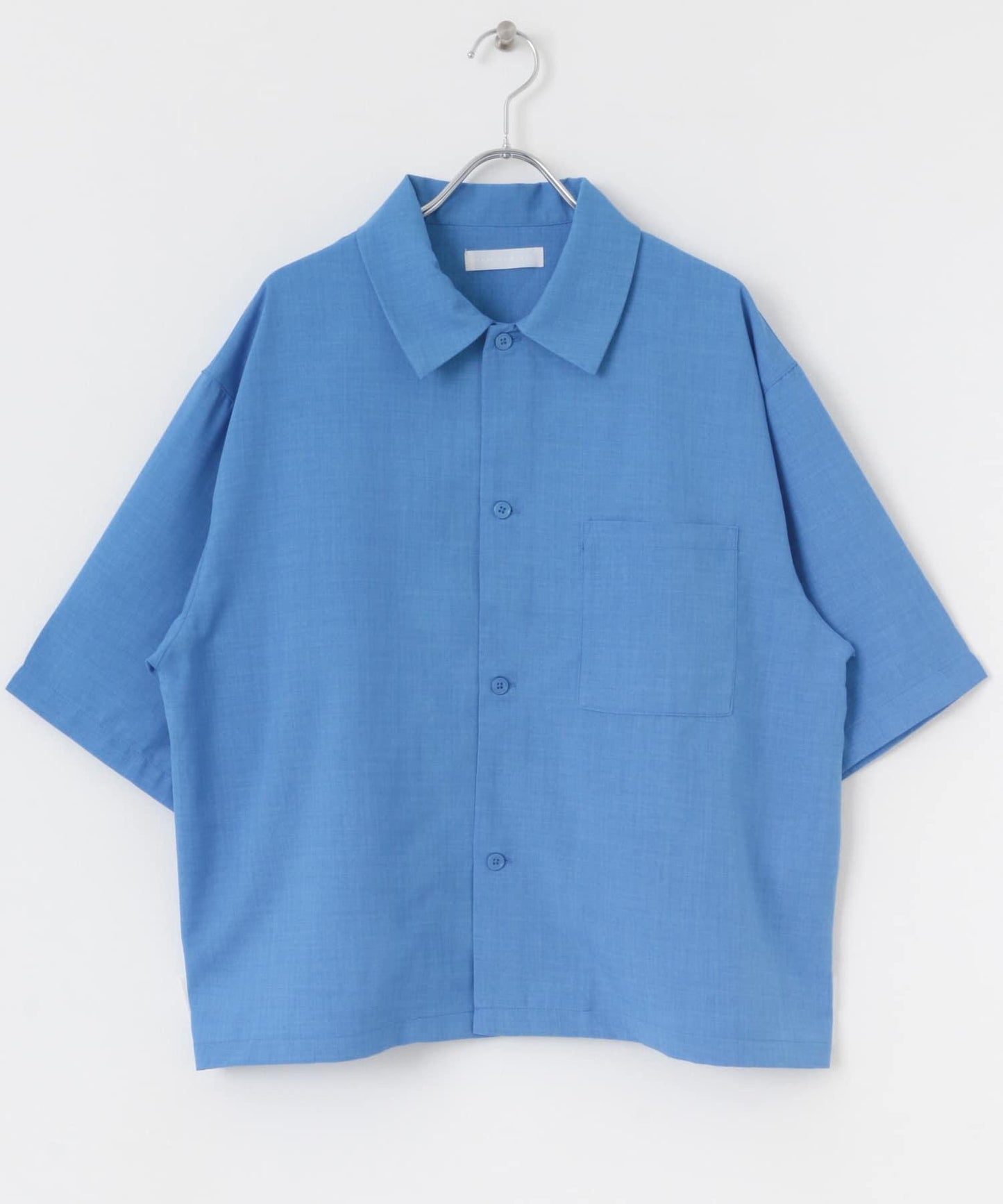 「易護理/套裝搭配/男女同款」亞麻感寬鬆五分袖襯衫