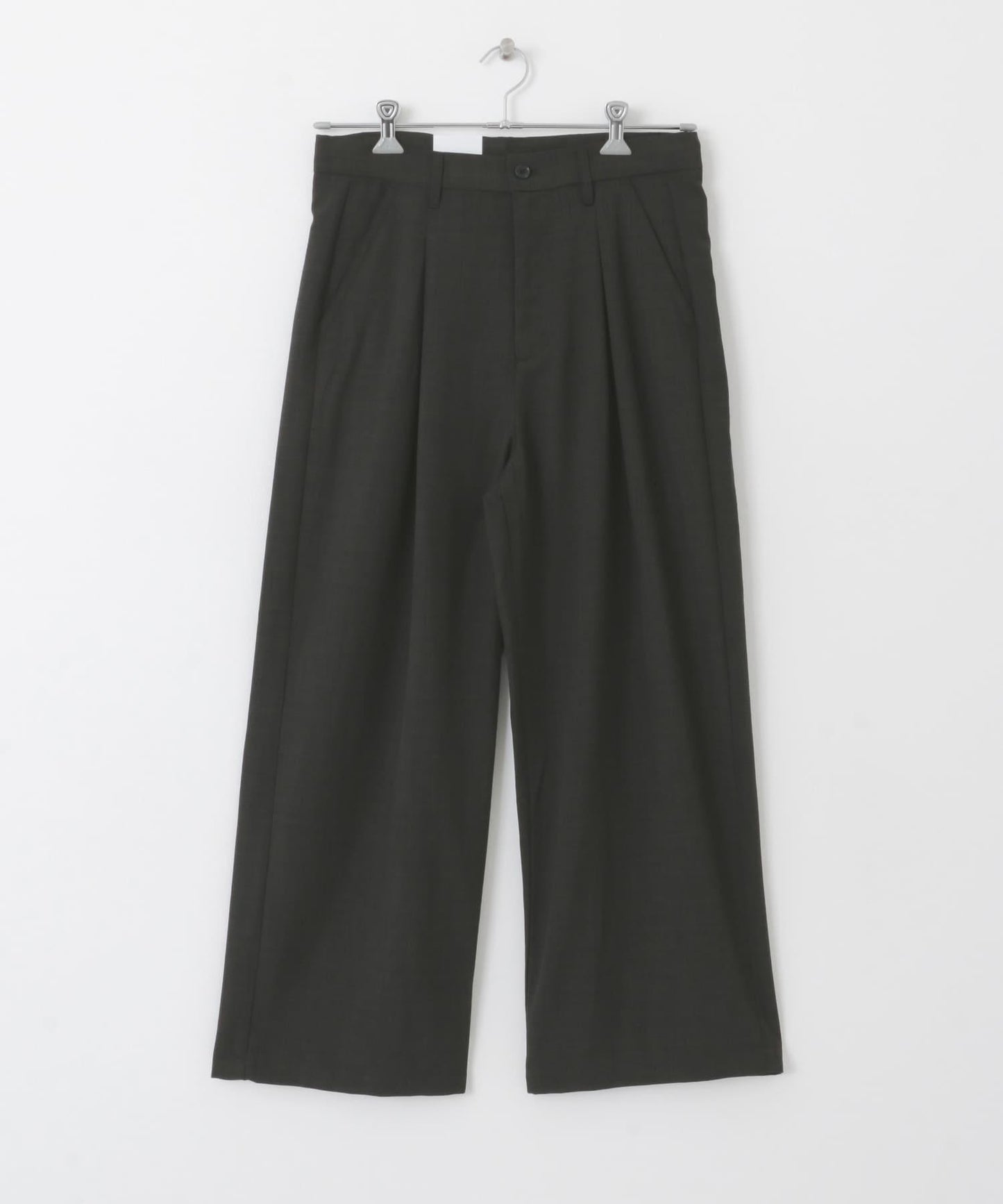 「易護理/套裝搭配」亞麻感褶皺寬腿褲