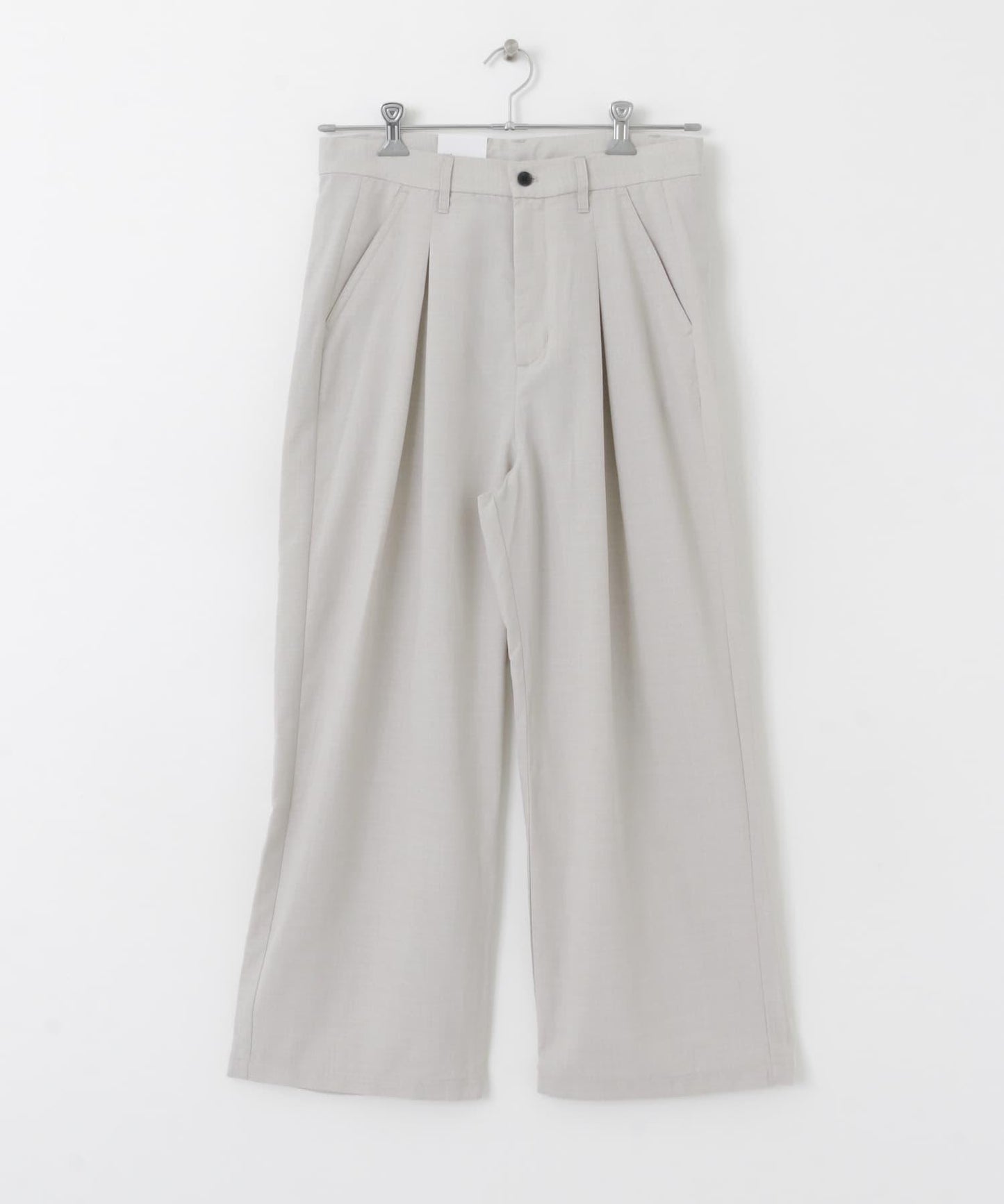 「易護理/套裝搭配」亞麻感褶皺寬腿褲