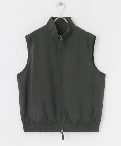 「易護理/套裝搭配」亞麻風立領雙拉鍊馬甲