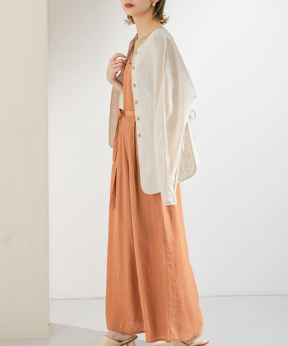 透視燈芯絨寬鬆吊帶連體褲