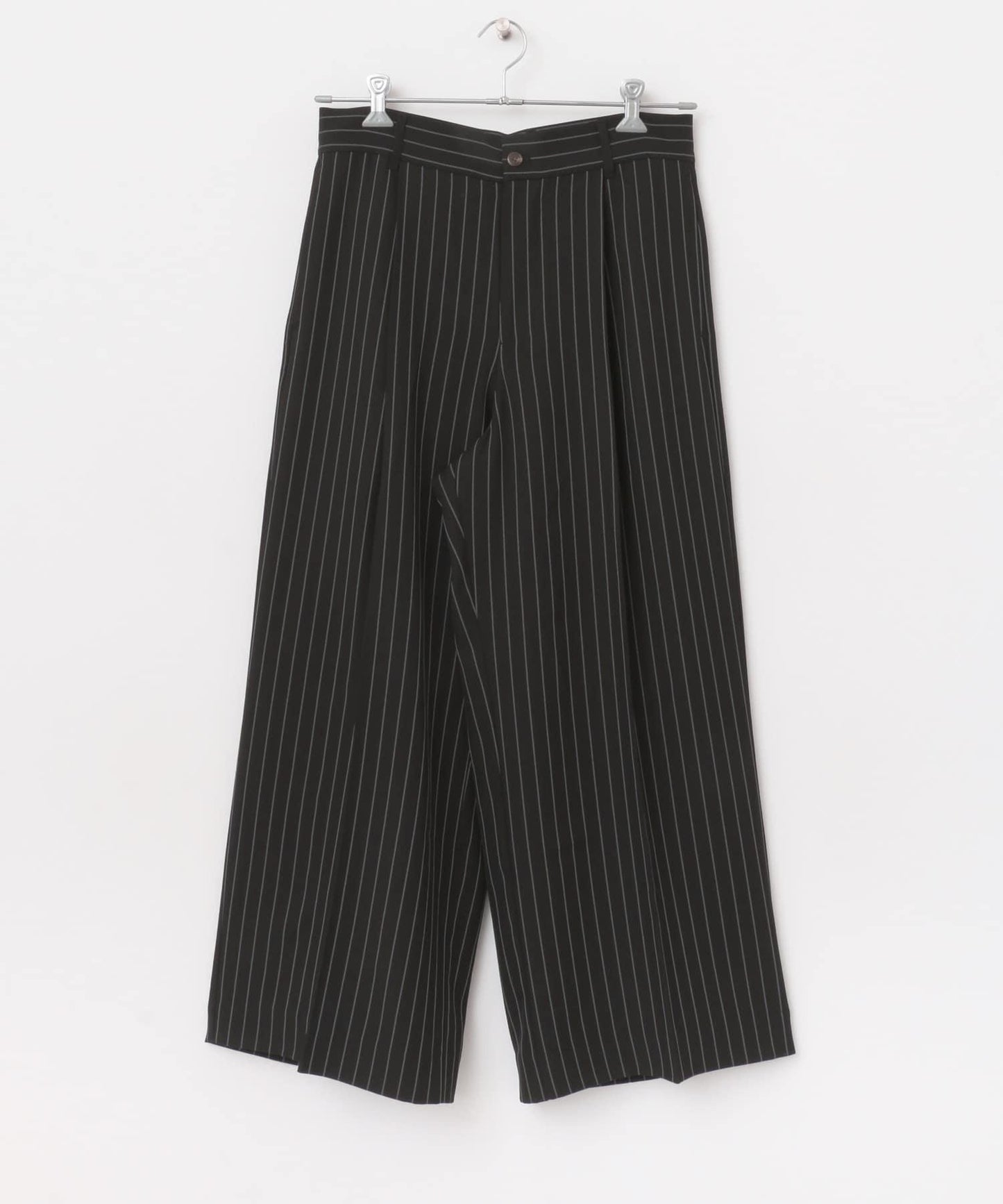 單褶細條紋寬鬆西裝褲