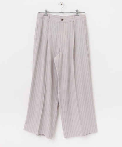 單褶細條紋寬鬆西裝褲