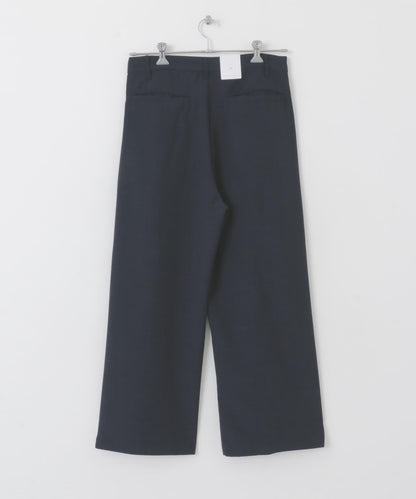 「易護理/套裝搭配」亞麻感褶皺寬腿褲