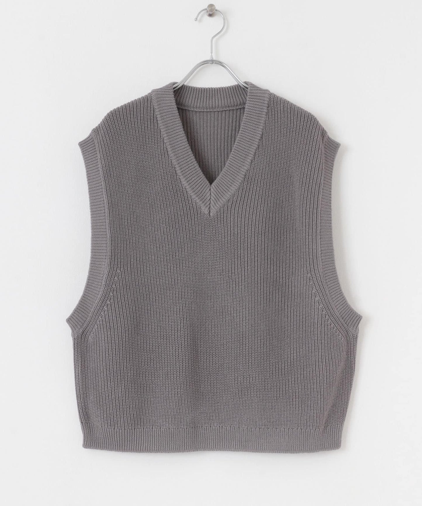 亞麻微短針織背心