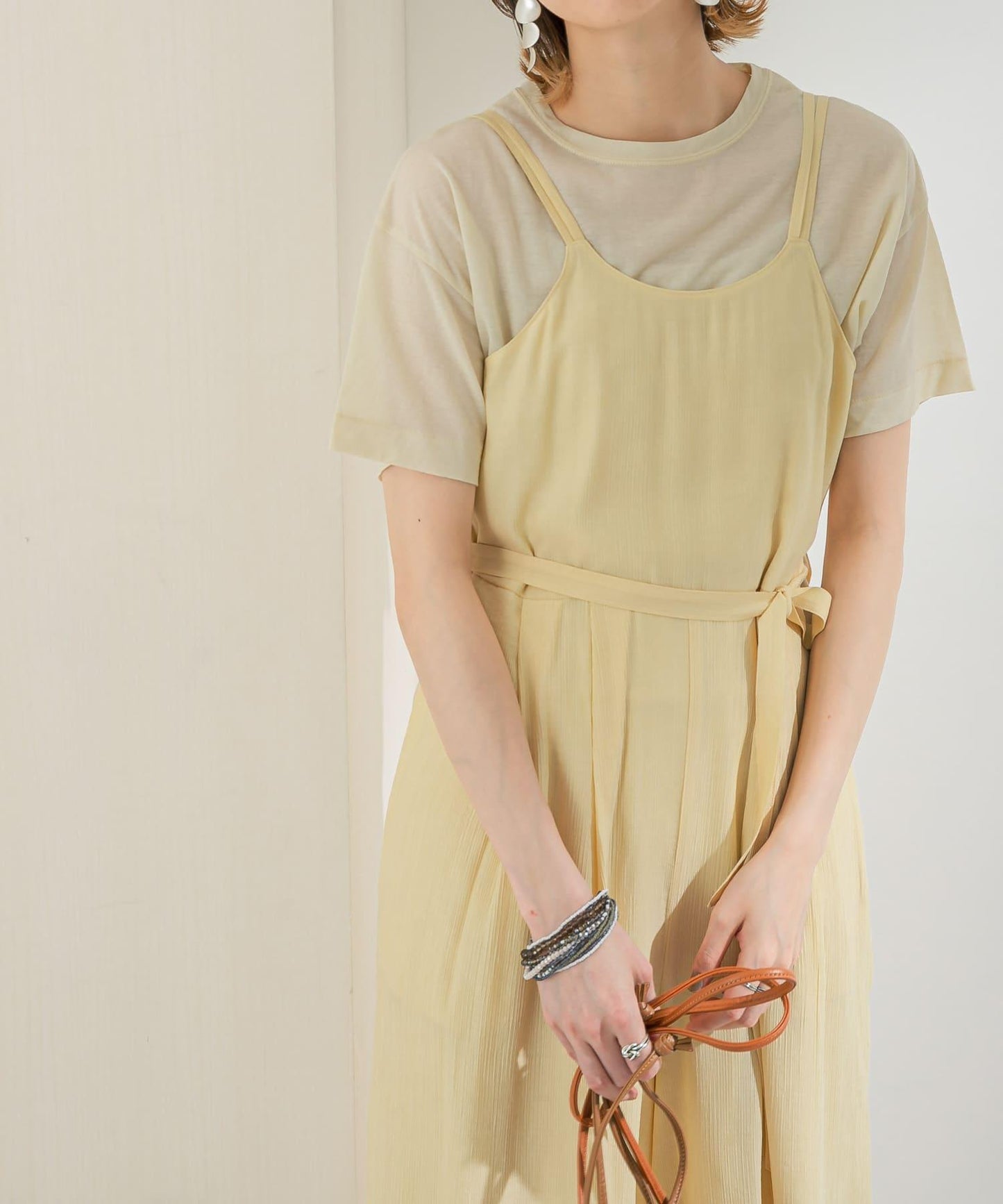 透視燈芯絨寬鬆吊帶連體褲