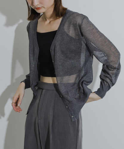 透視混色亮片開衫