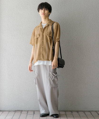 「套裝可搭配」亞麻感側袋寬鬆長褲