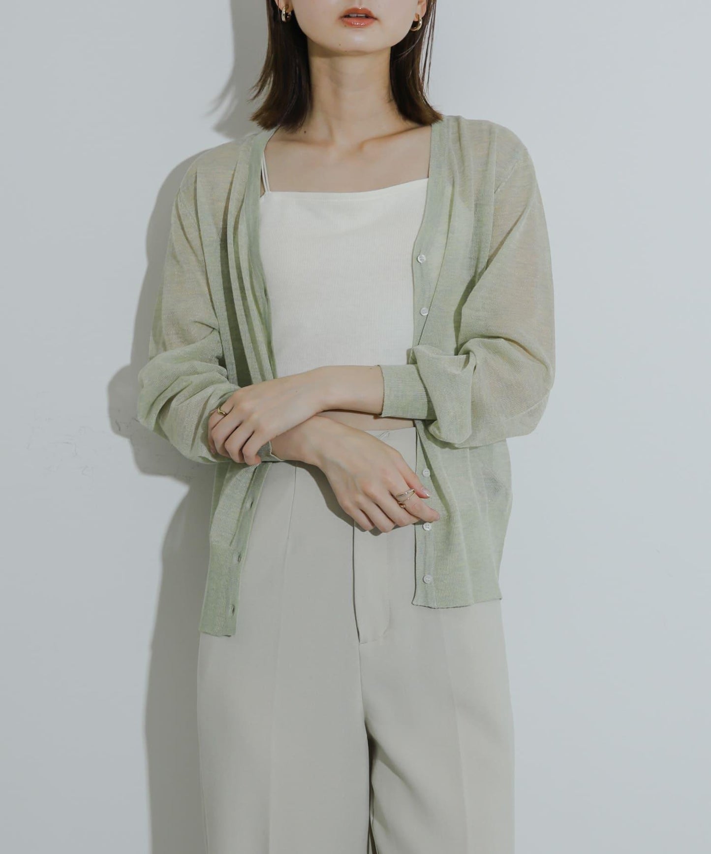 透視混色亮片開衫