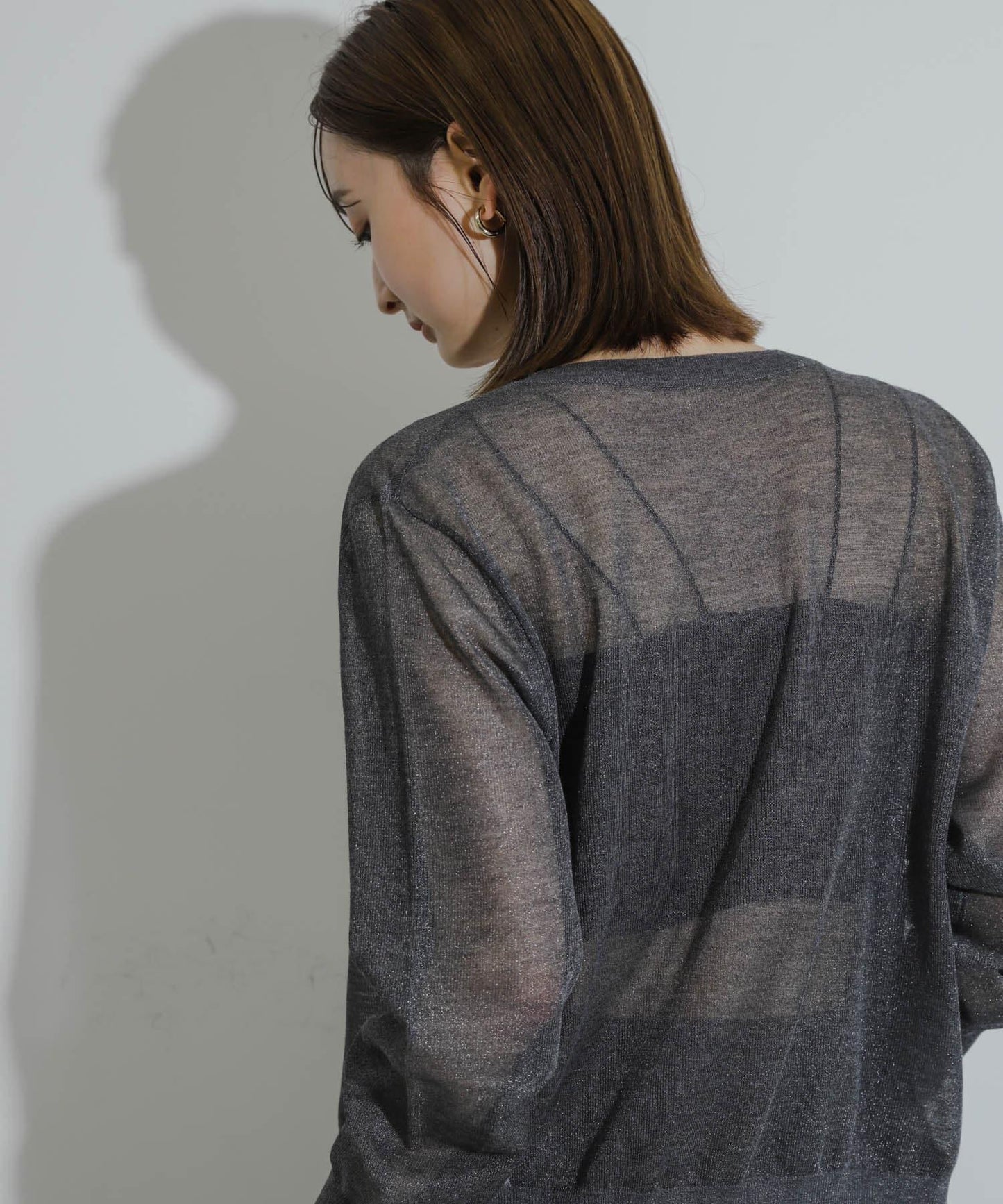 透視混色亮片開衫