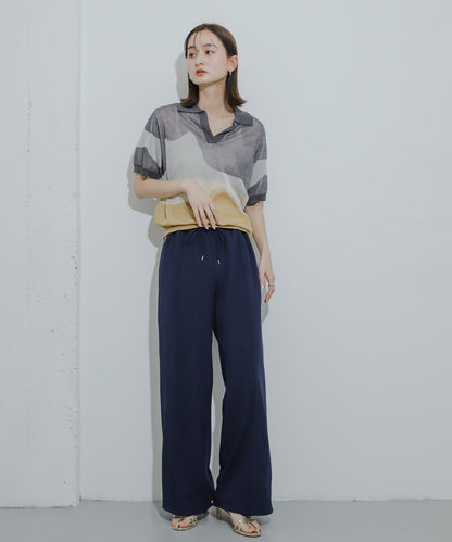 漸變提花透視針織衫