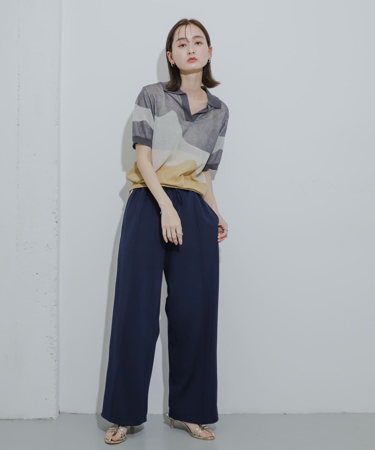 漸變提花透視針織衫