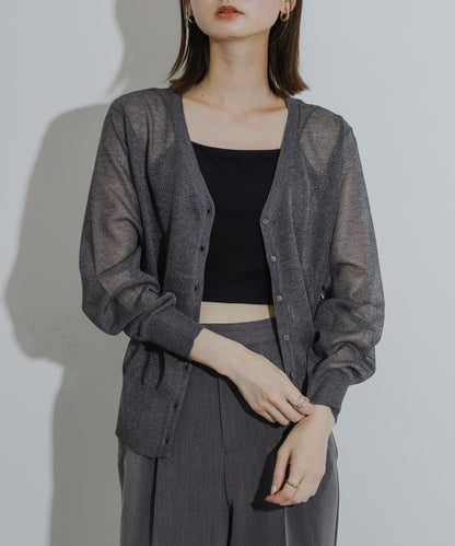 透視混色亮片開衫