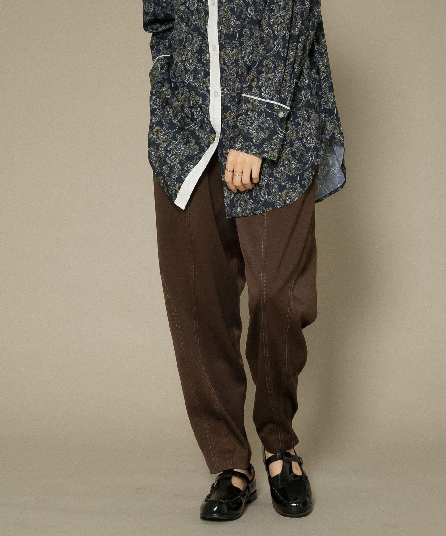 拼色拼接曲線長褲