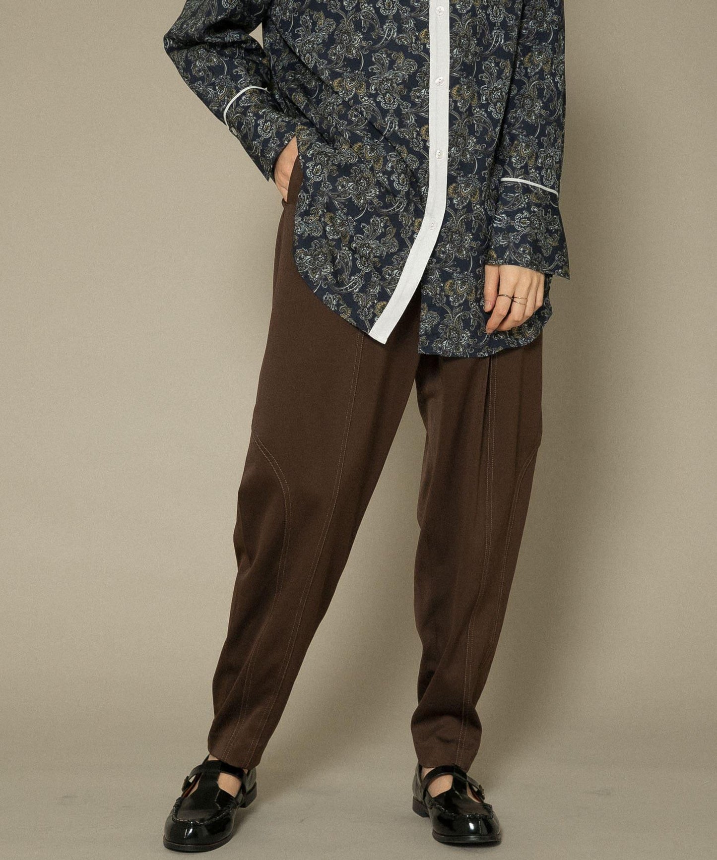 拼色拼接曲線長褲