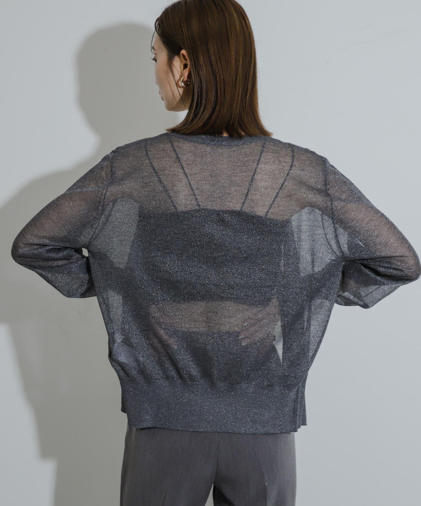 透視混色亮片開衫