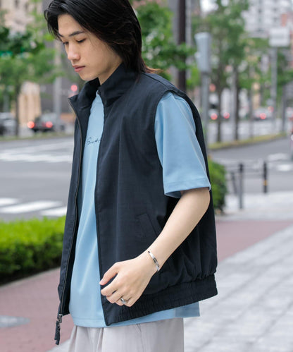 「易護理/套裝搭配」亞麻風立領雙拉鍊馬甲