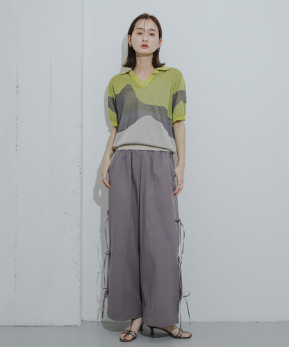 漸變提花透視針織衫